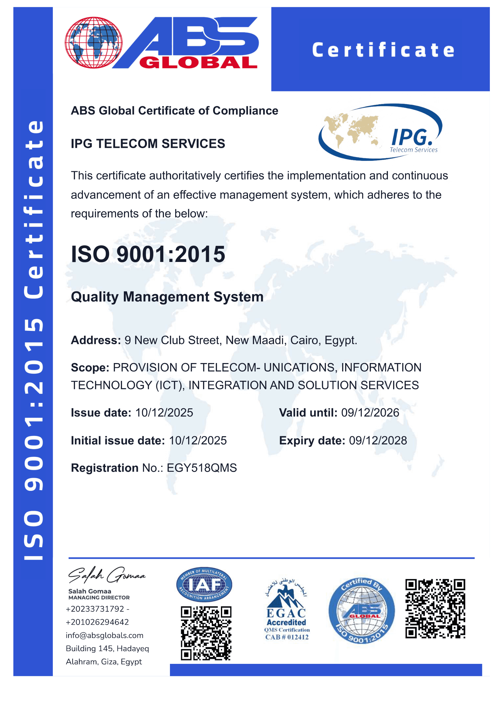 ISO 9001:2015 certificate