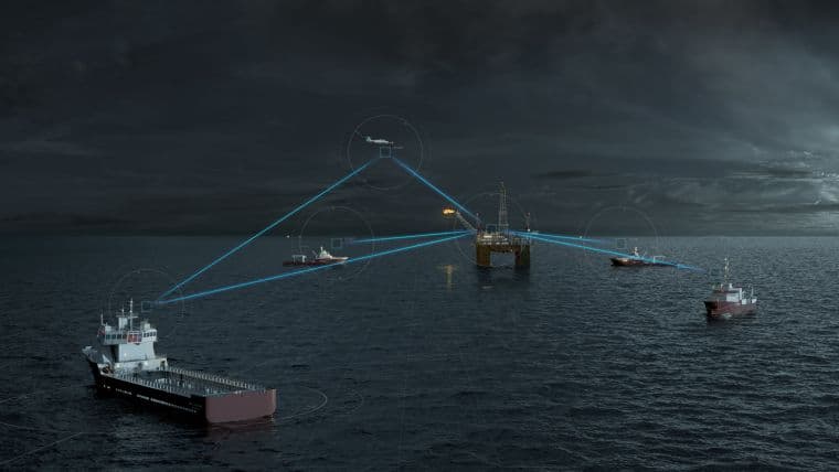 Communication links between an offshore rig and surrounding vessels